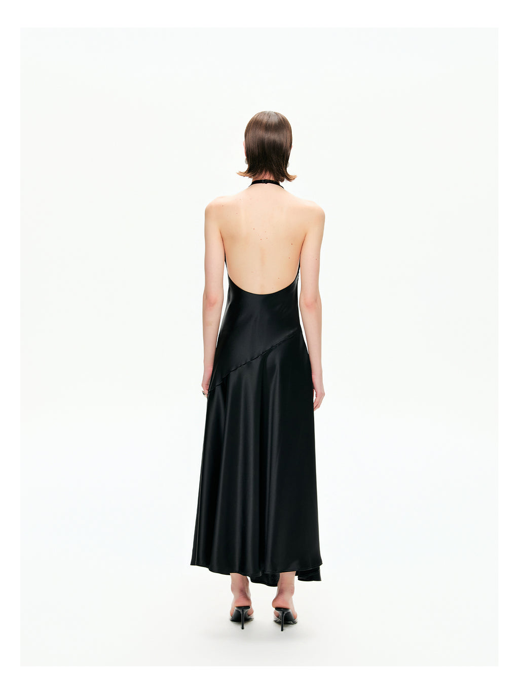 Bias-Cut Satin Halter Maxi Dress