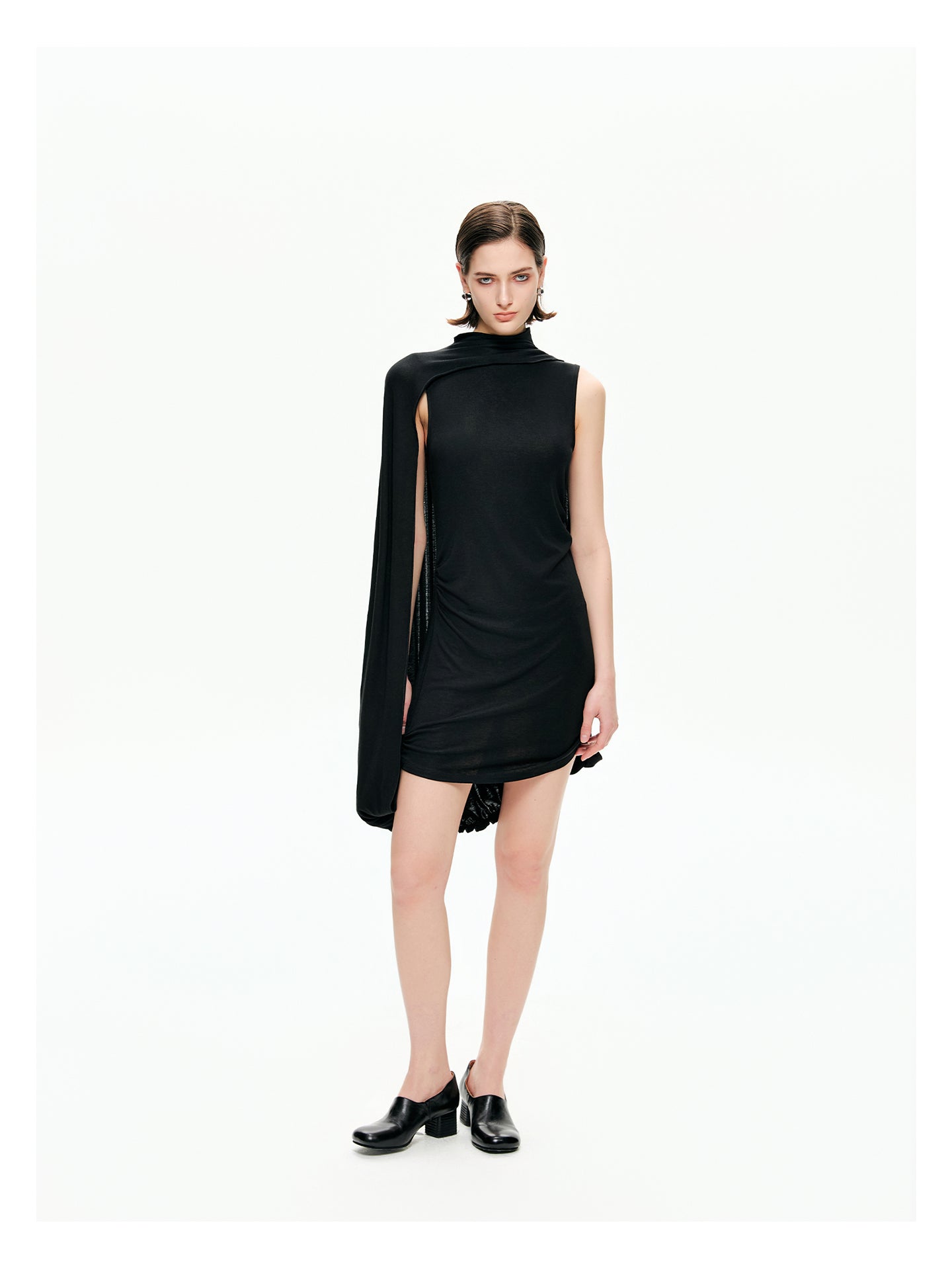 Draped Cape Mini Dress