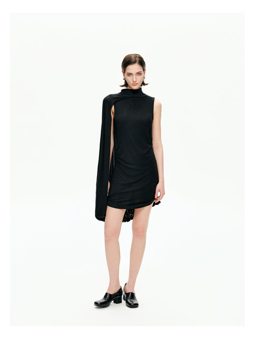 Draped Cape Mini Dress