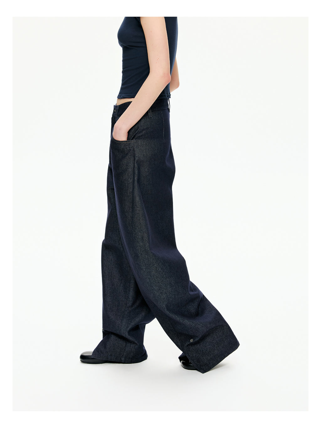 Raw Indigo Barrel-Leg Jeans