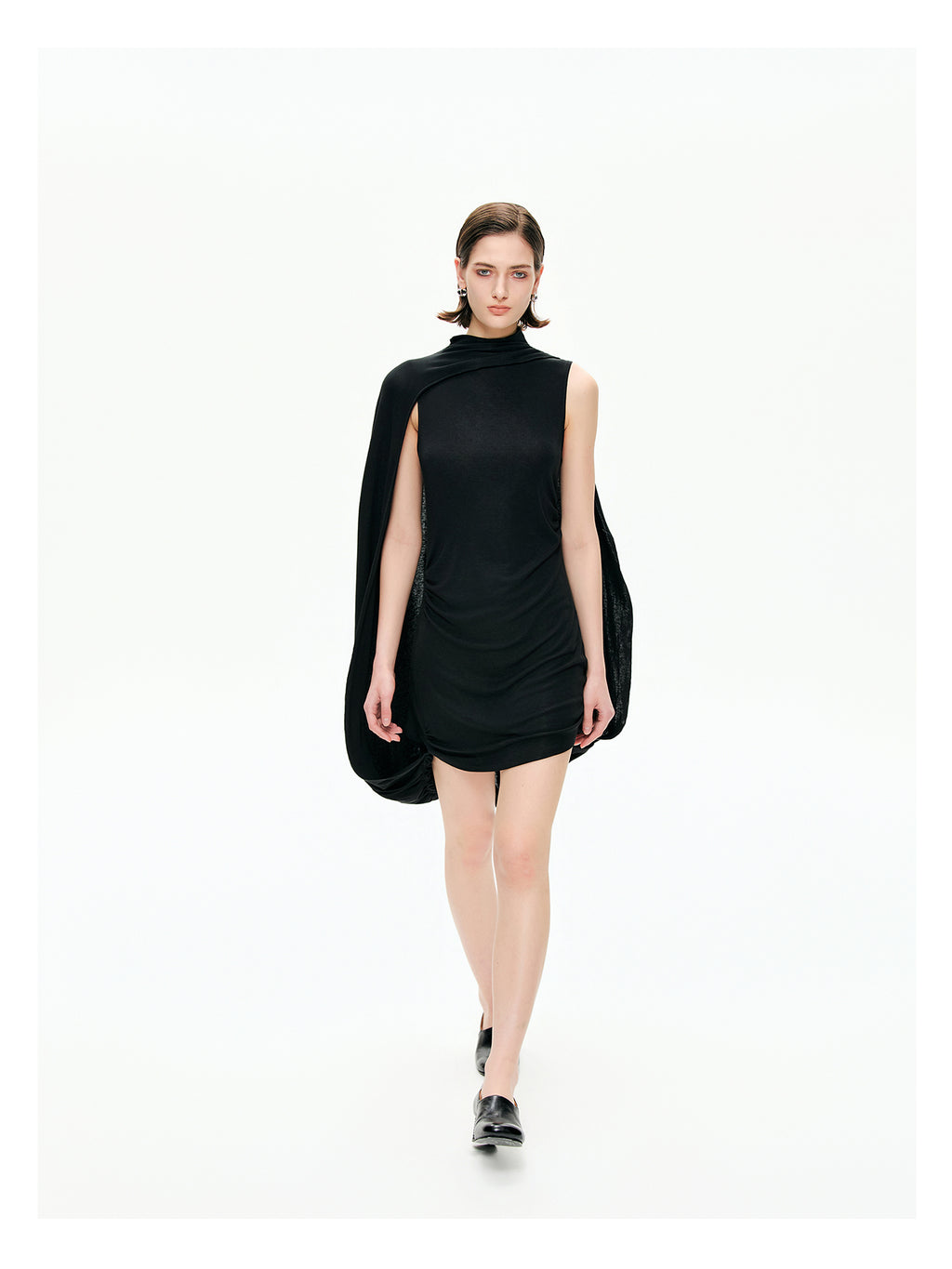 Draped Cape Mini Dress