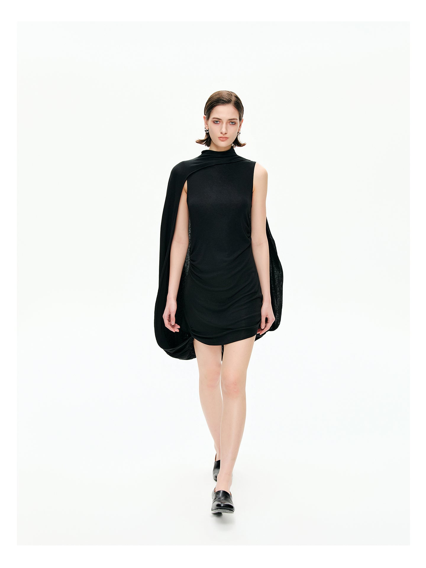 Draped Cape Mini Dress
