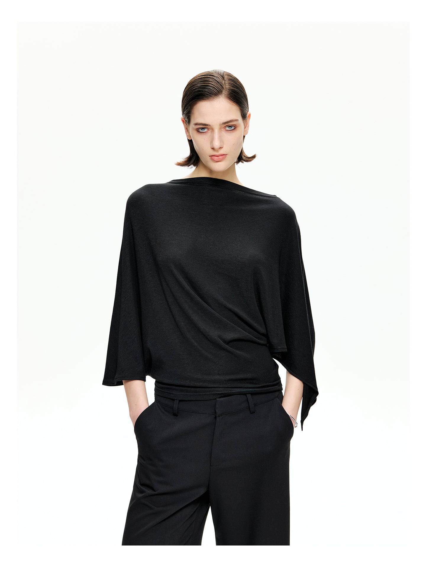 Sculptural Asymmetric Knit Top