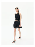 Sheer Stripe Flounce Mini Skirt