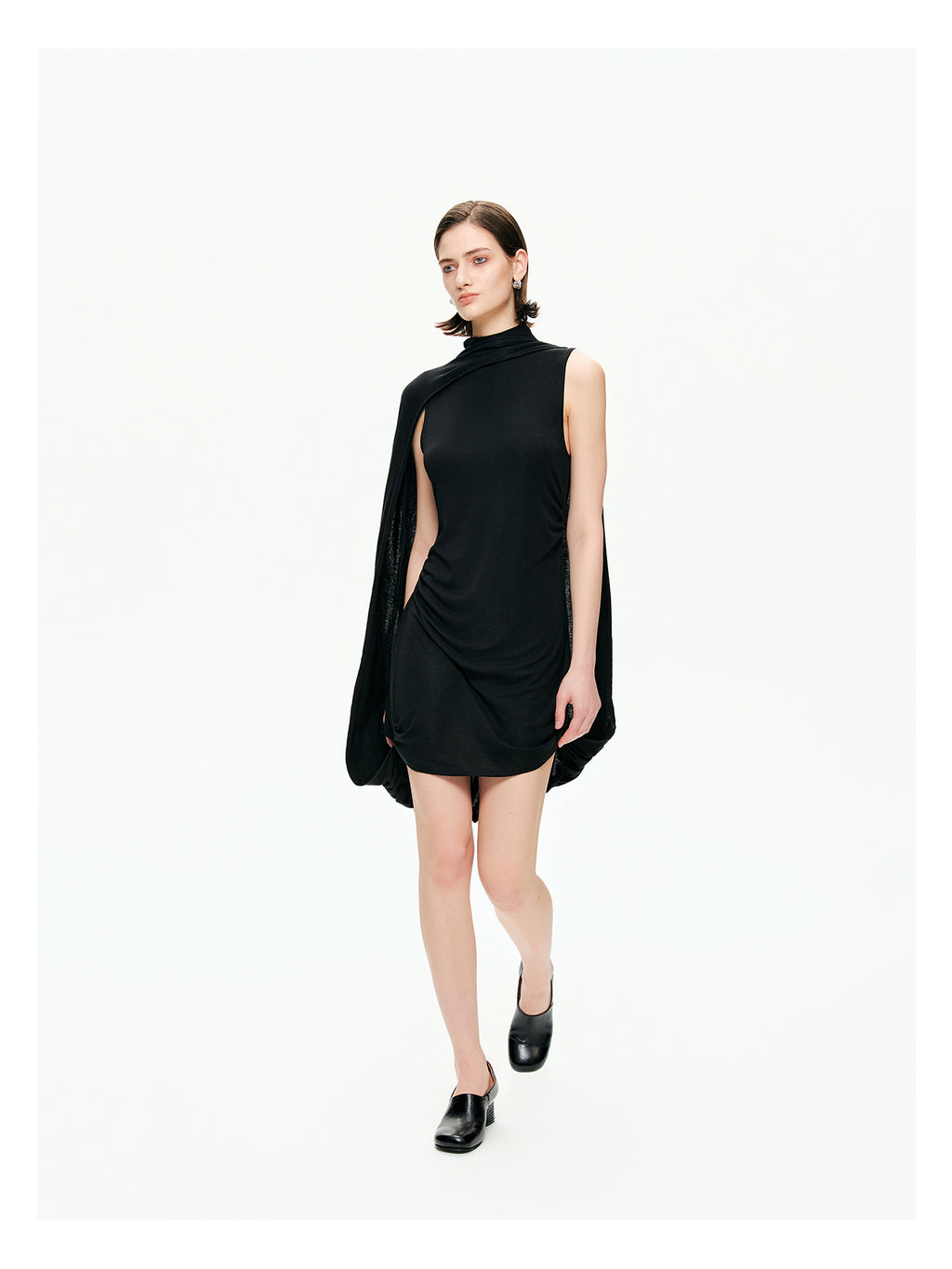 Draped Cape Mini Dress