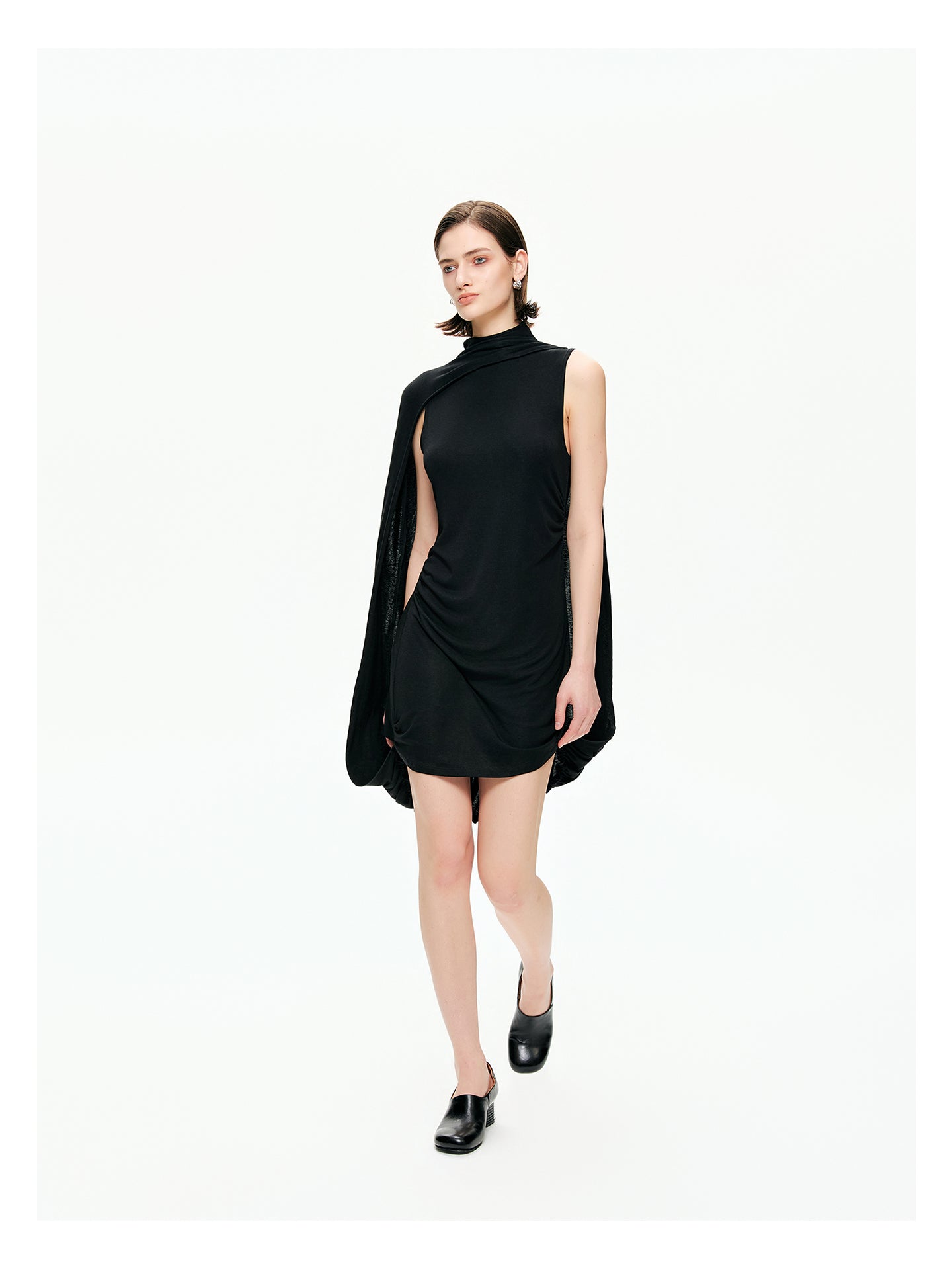 Draped Cape Mini Dress