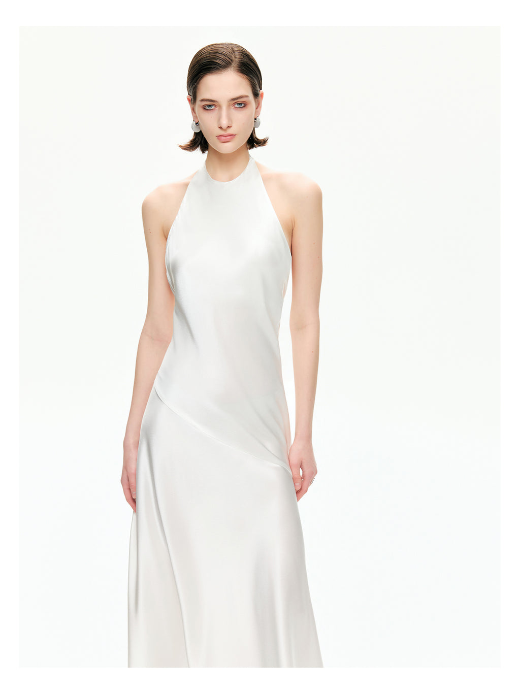 Bias-Cut Satin Halter Maxi Dress