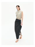 Snap-Detail Draped Wrap Maxi Skirt