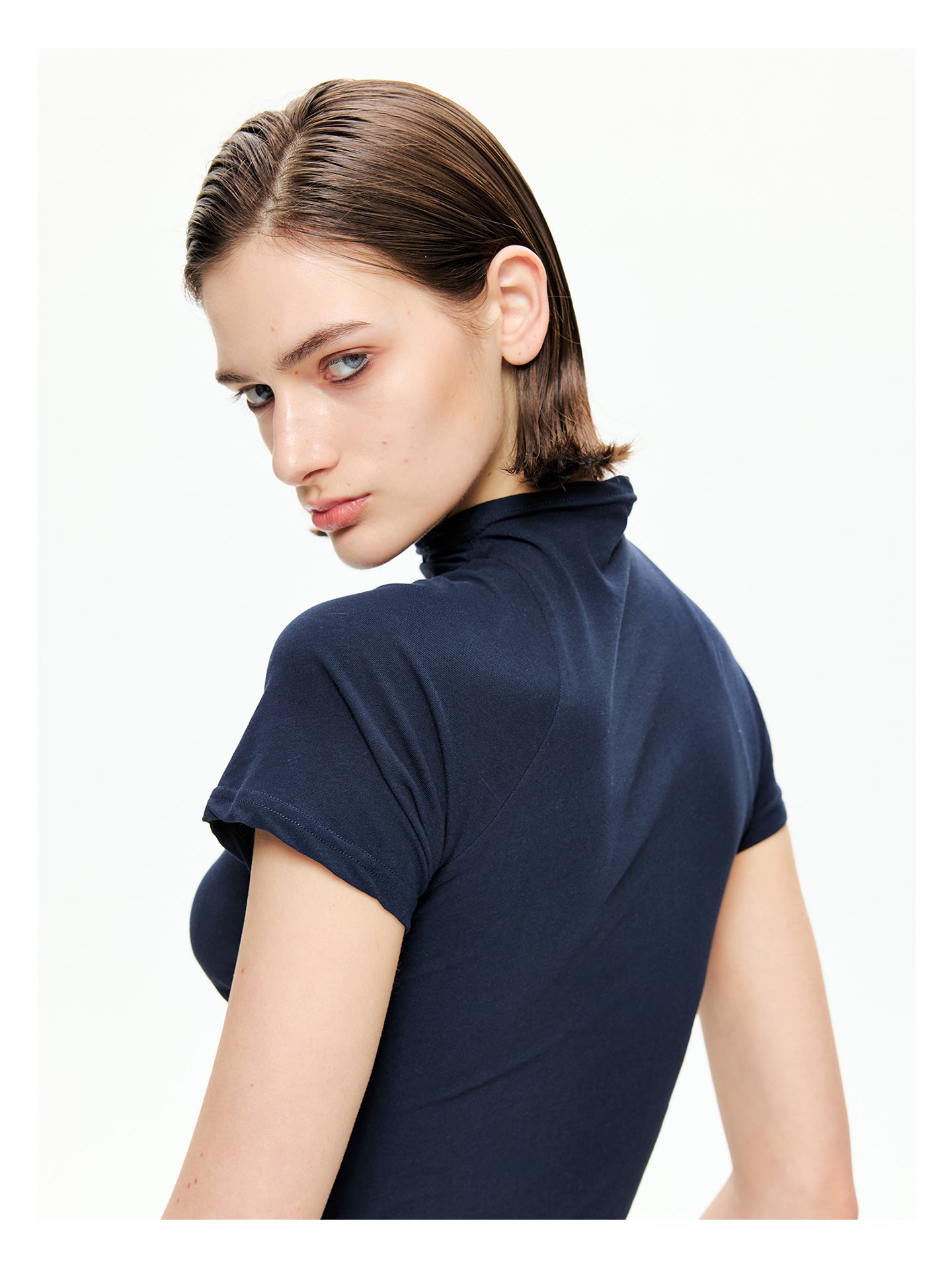 Cotton Mock Neck Raglan Tee