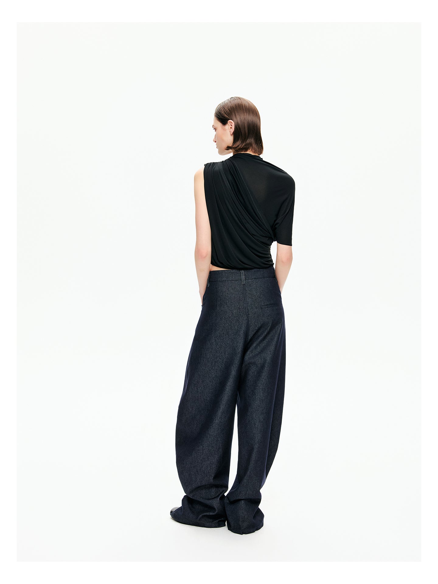 Raw Indigo Barrel-Leg Jeans