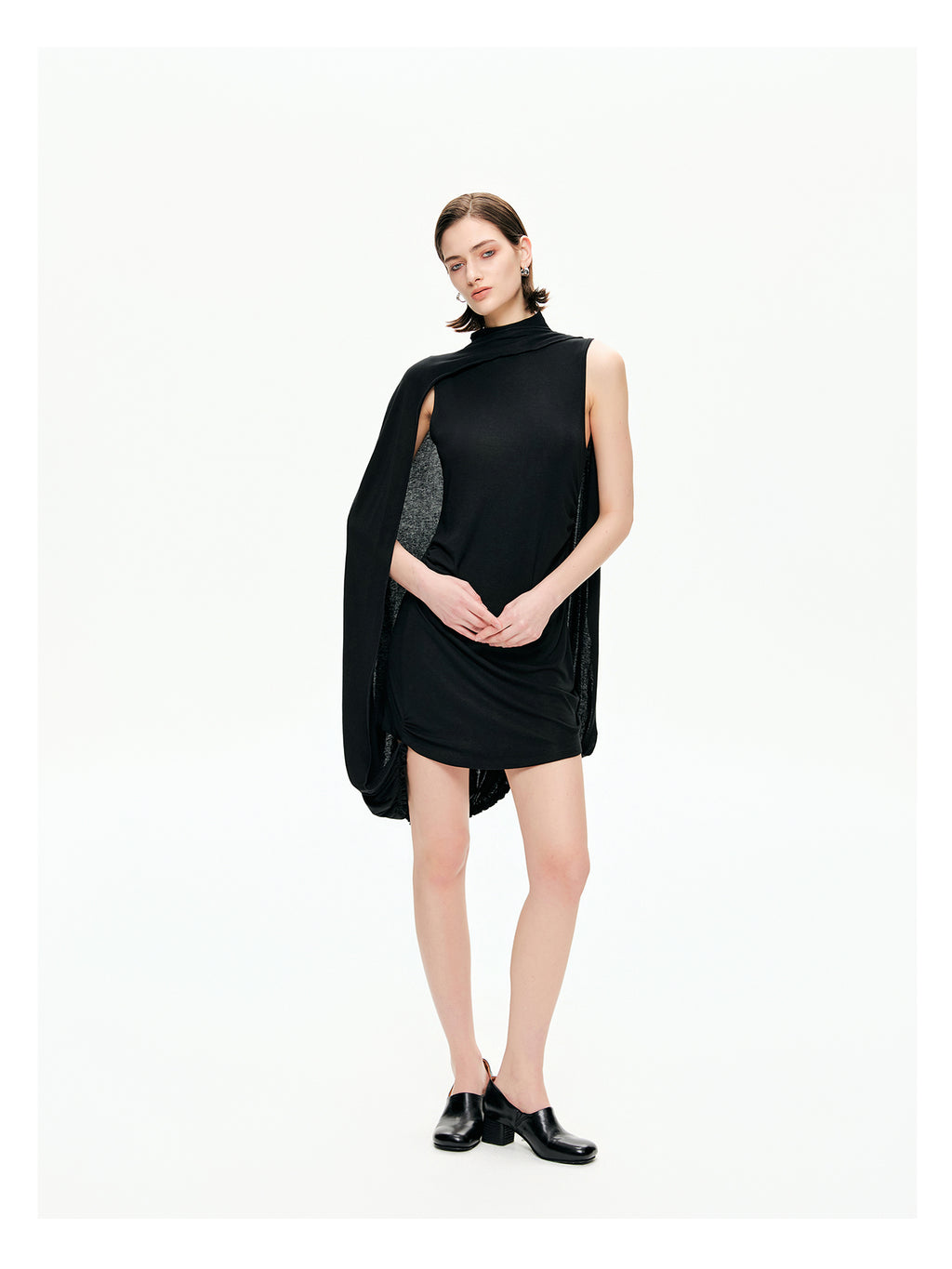 Draped Cape Mini Dress