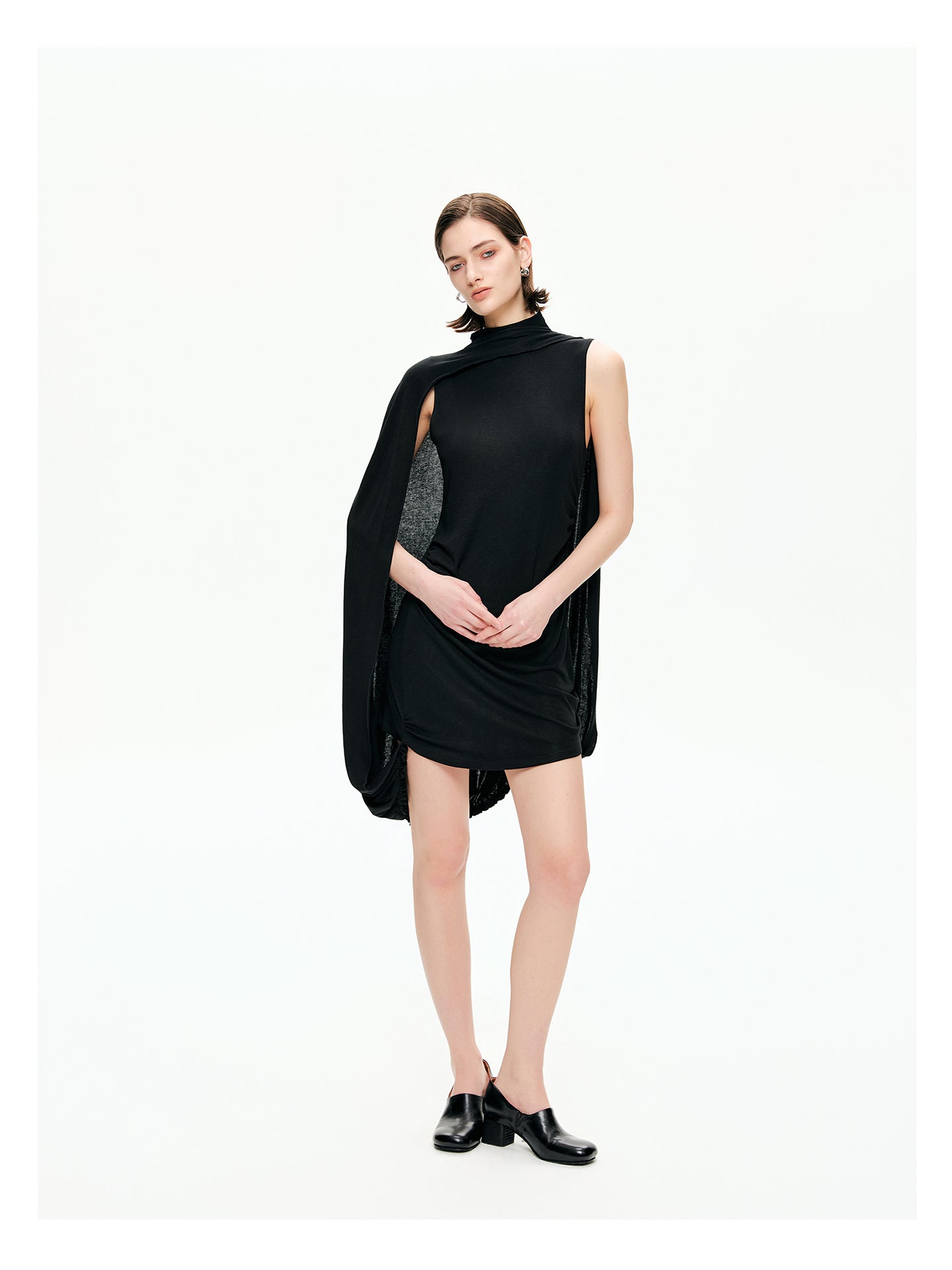 Draped Cape Mini Dress