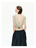 Draped Open-Back Jersey Top