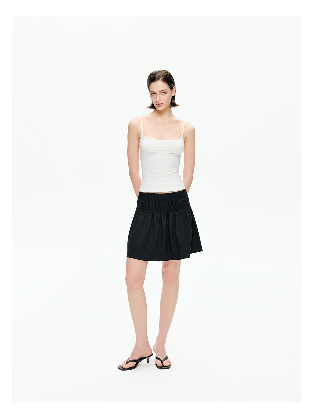 Smocked Waist A-Line Mini Skirt