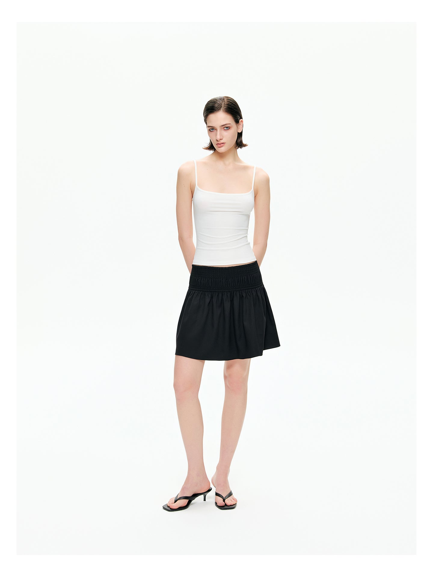 Smocked Waist A-Line Mini Skirt