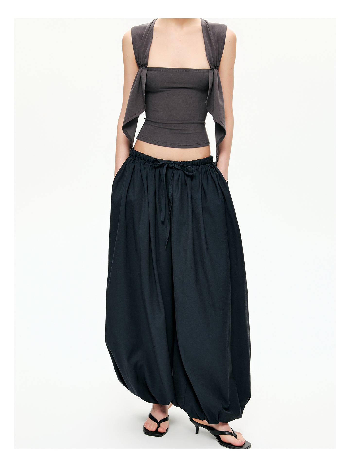 Sculptural Gathered Cocoon Pants