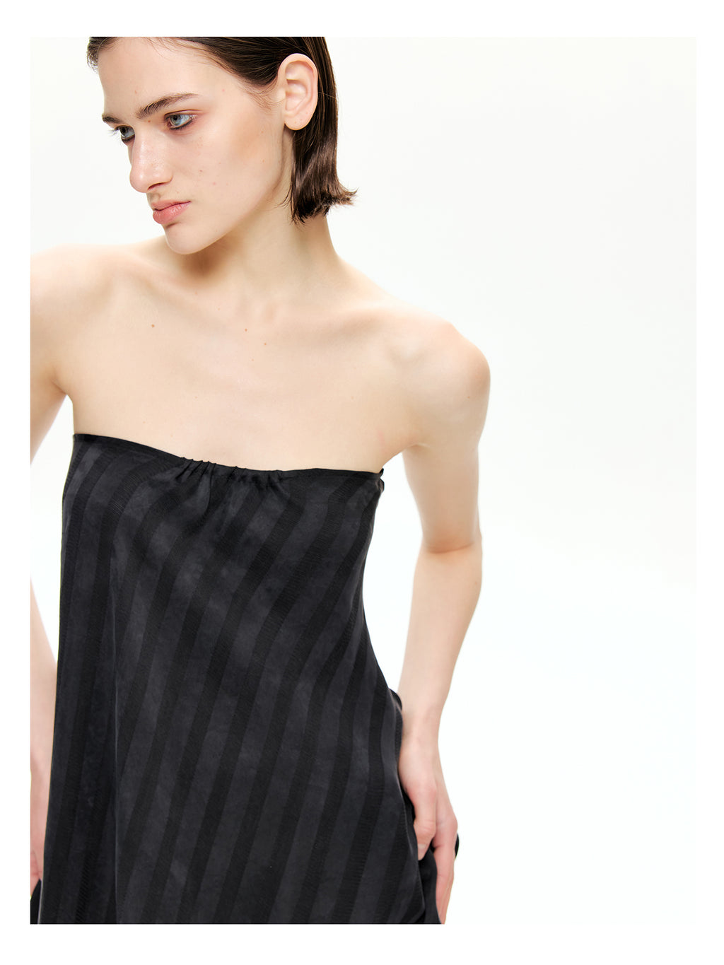 Tonal Stripe Convertible Draped Halter Top