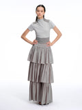 Tiered Drawcord Wide-Leg Pants