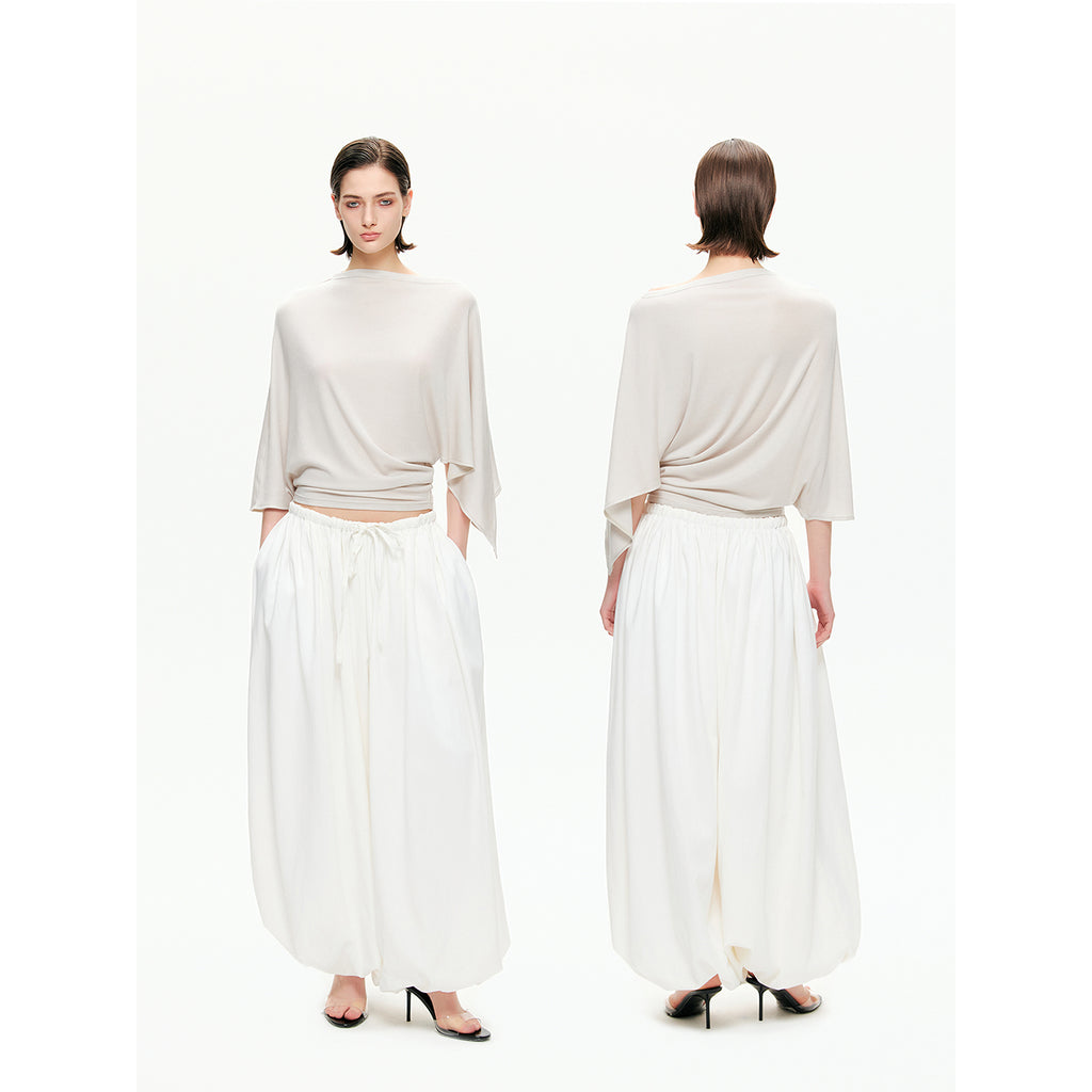 Sculptural Gathered Cocoon Pants