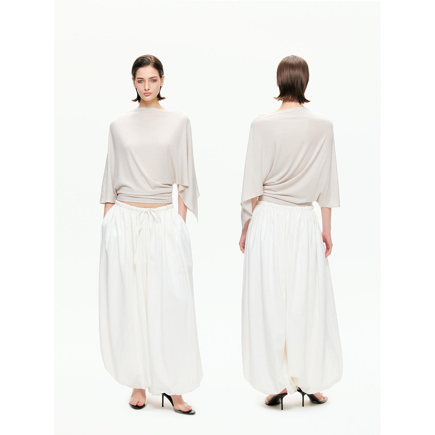 Sculptural Gathered Cocoon Pants