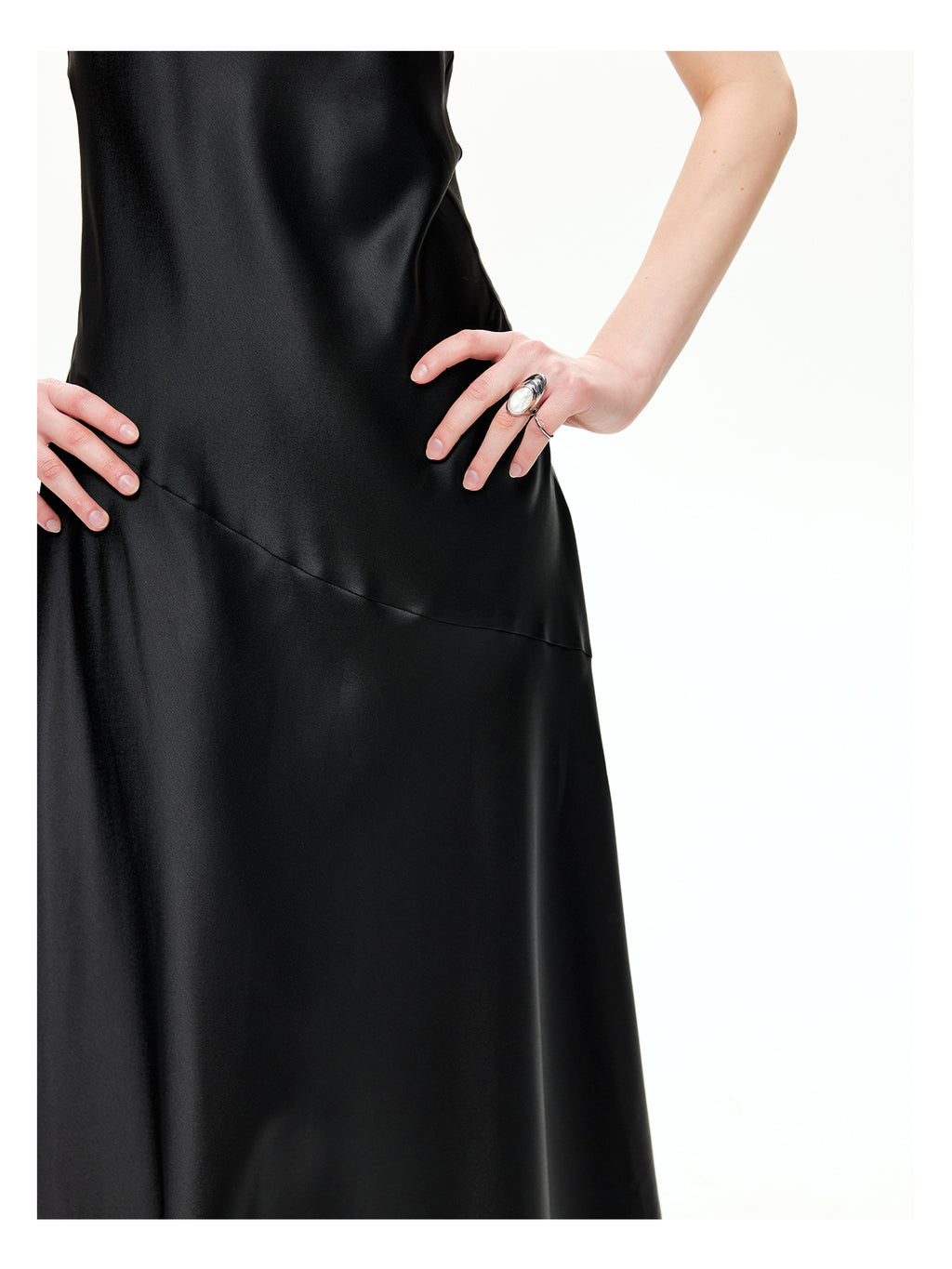Bias-Cut Satin Halter Maxi Dress