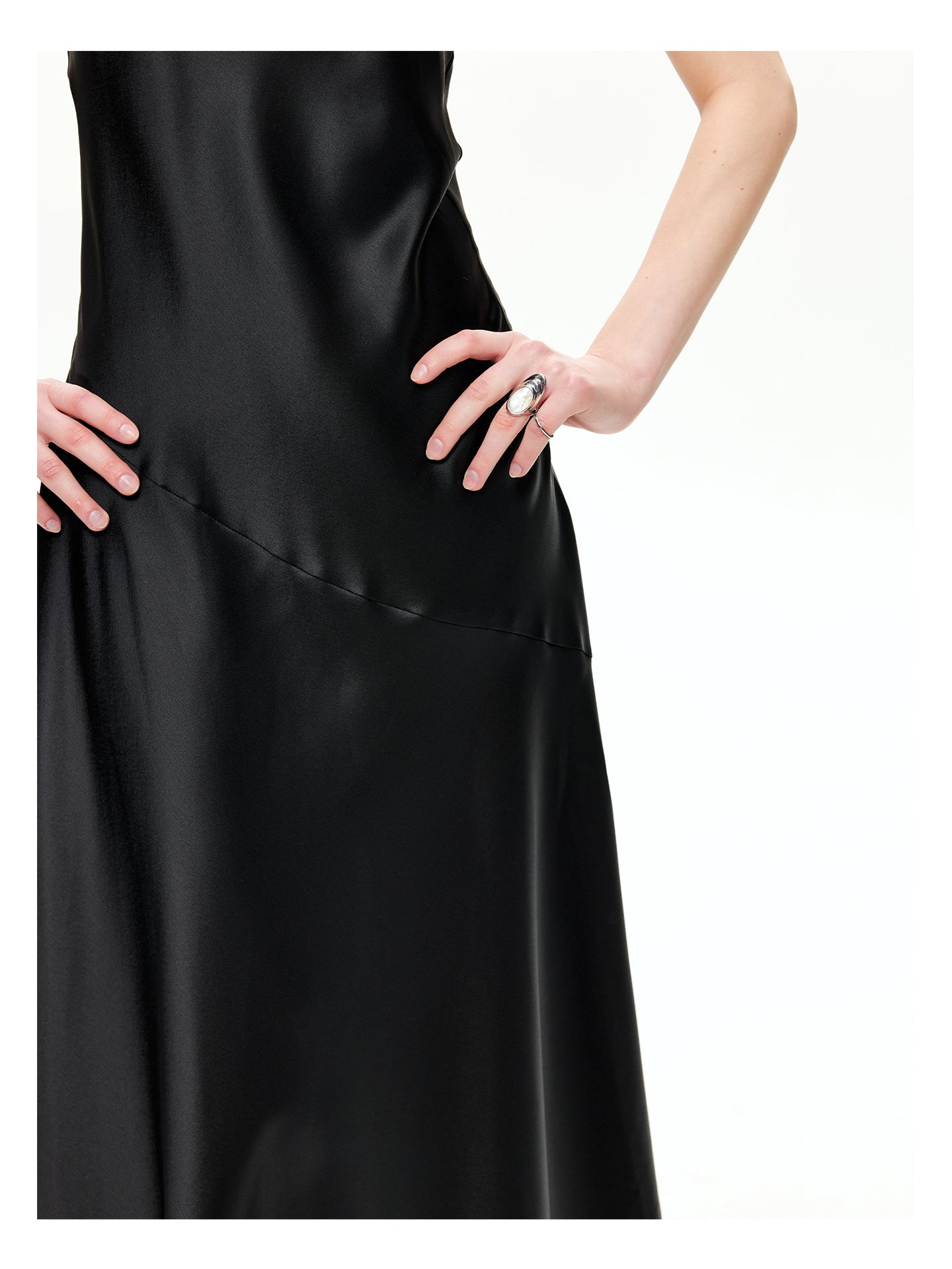 Bias-Cut Satin Halter Maxi Dress