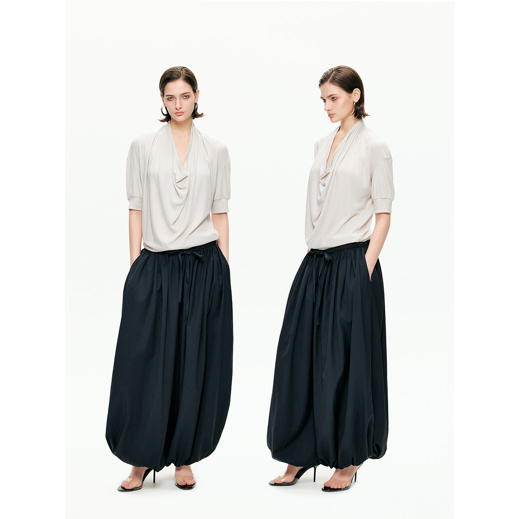 Sculptural Gathered Cocoon Pants