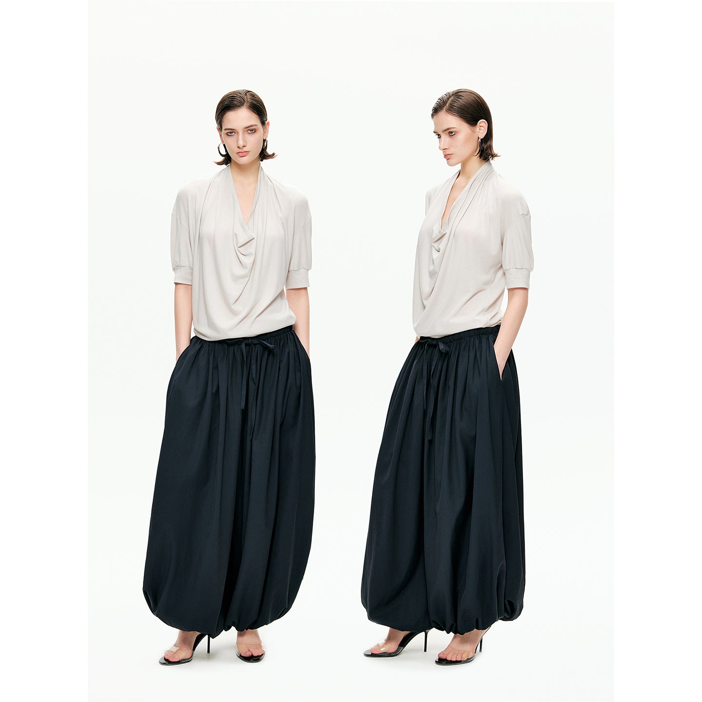 Sculptural Gathered Cocoon Pants