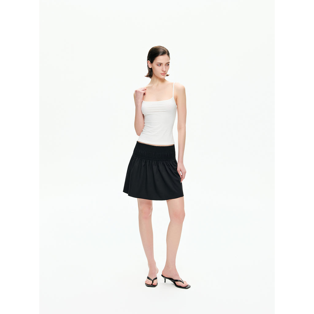 Smocked Waist A-Line Mini Skirt