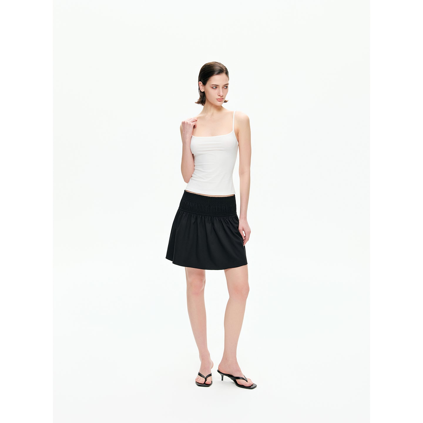 Smocked Waist A-Line Mini Skirt