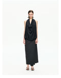 Tonal Stripe Convertible Draped Halter Top