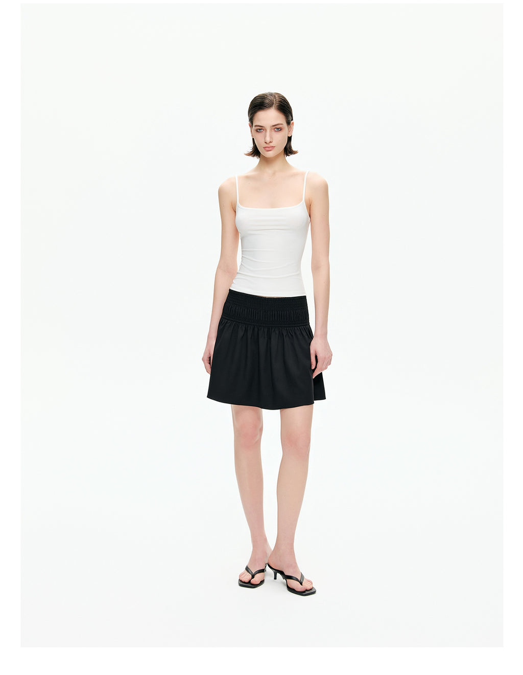 Smocked Waist A-Line Mini Skirt