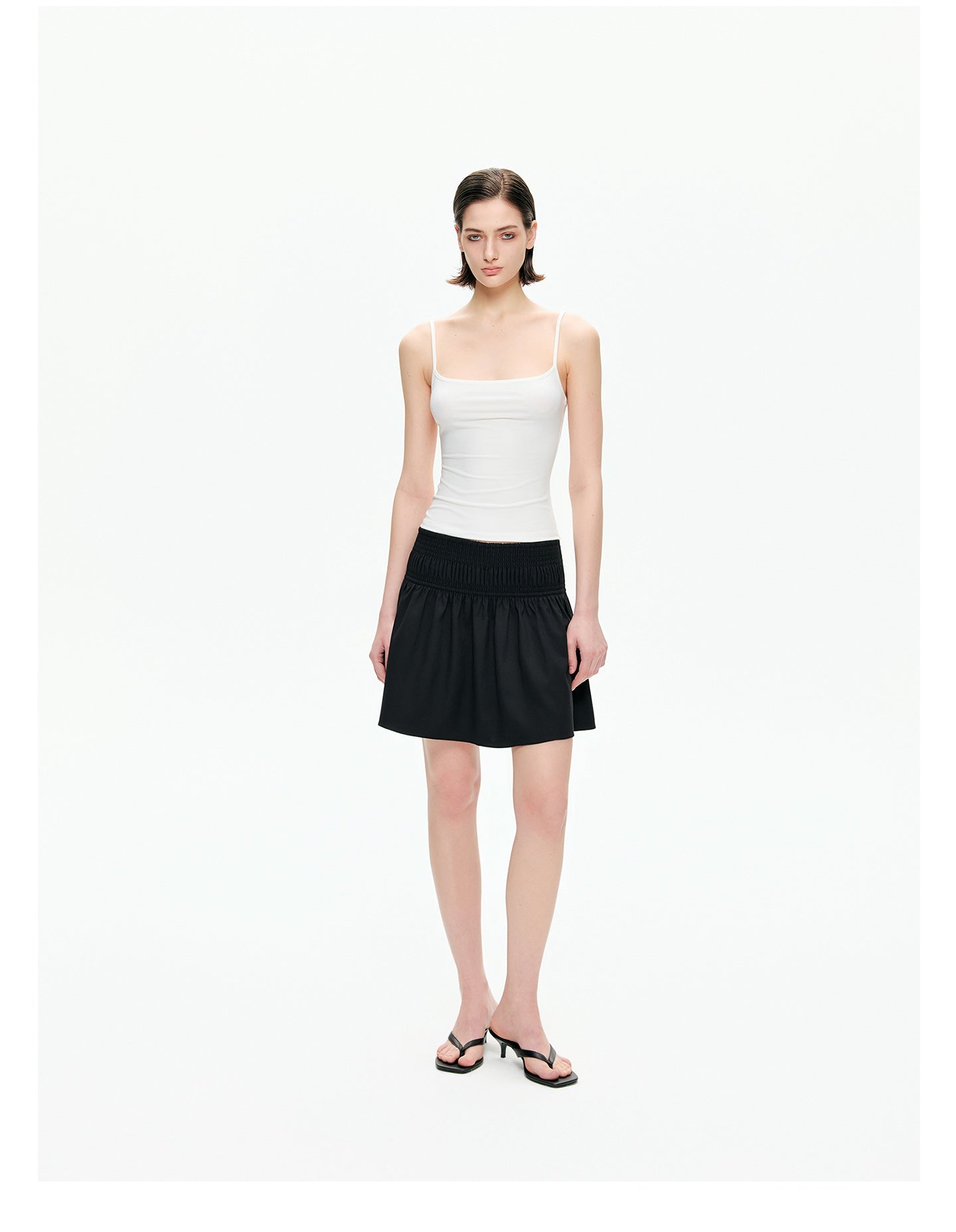 Smocked Waist A-Line Mini Skirt