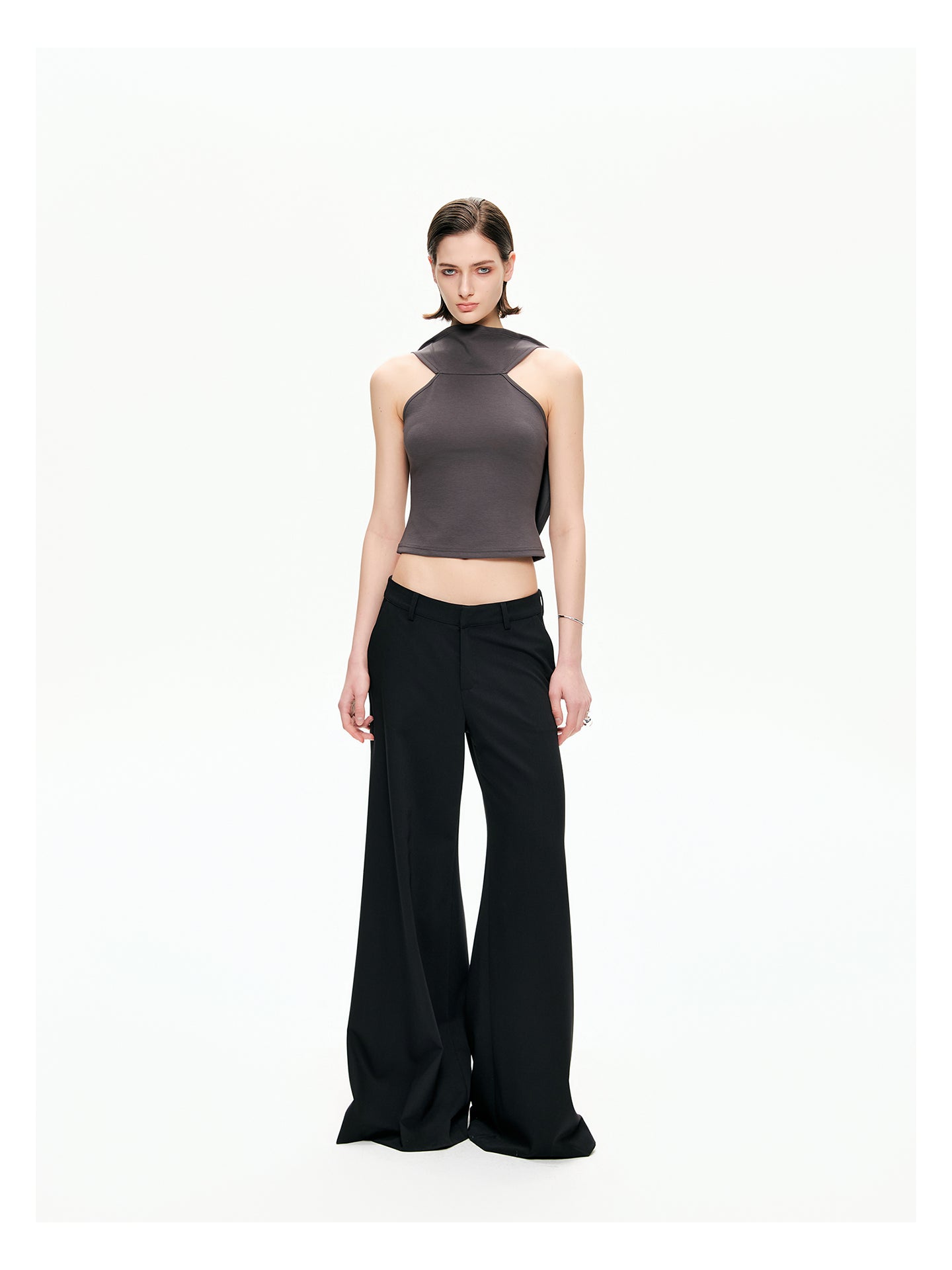 Draped Open-Back Jersey Top