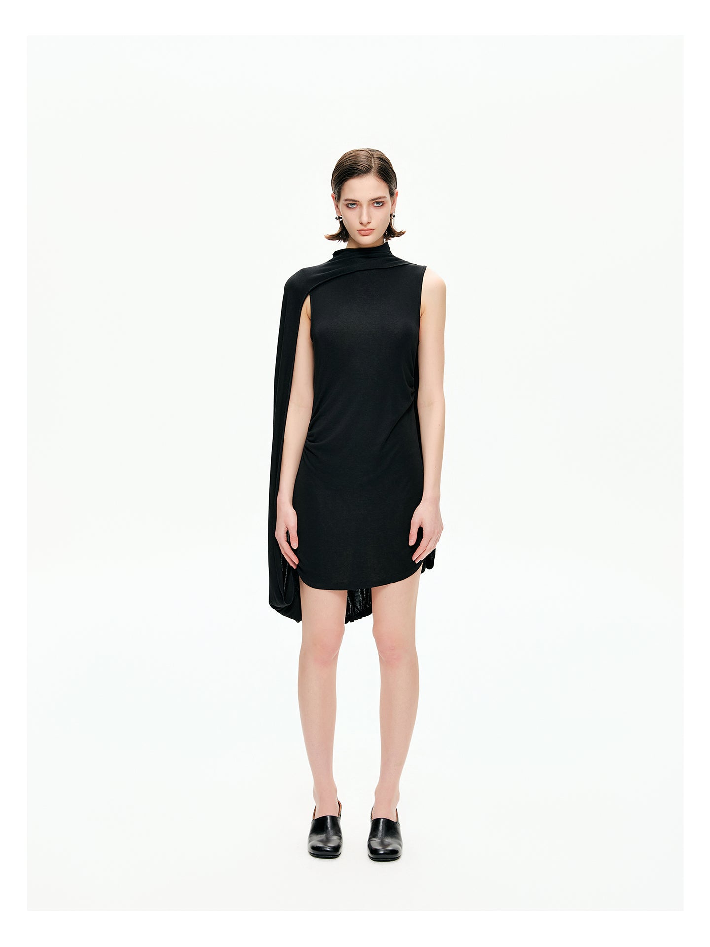 Draped Cape Mini Dress