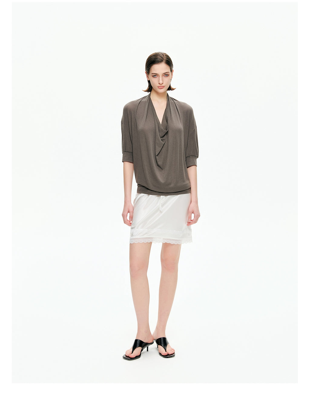 Cowl Neck Draped Knit Top
