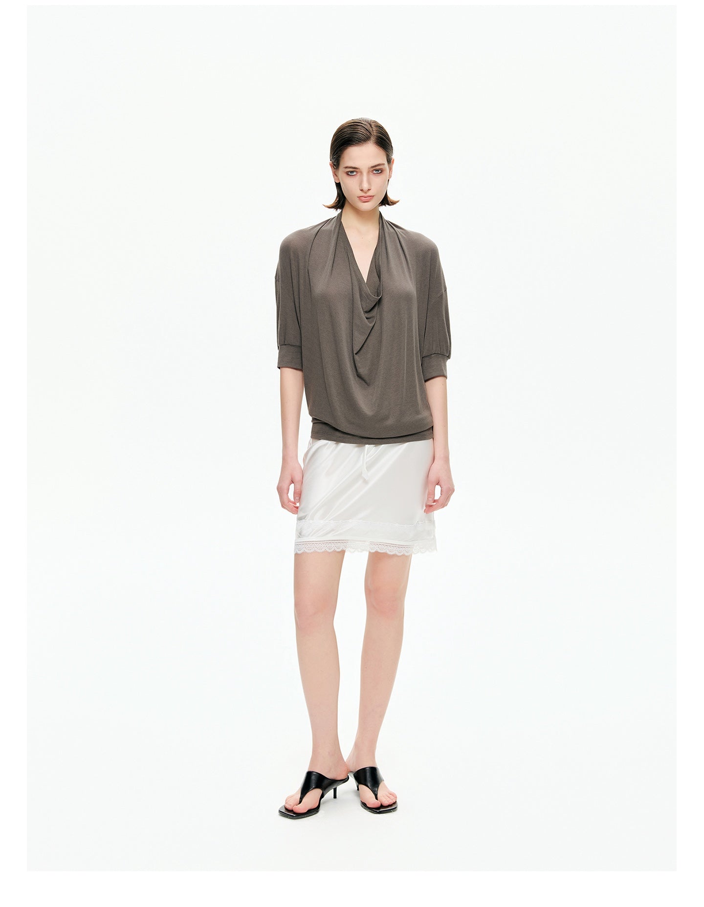 Cowl Neck Draped Knit Top