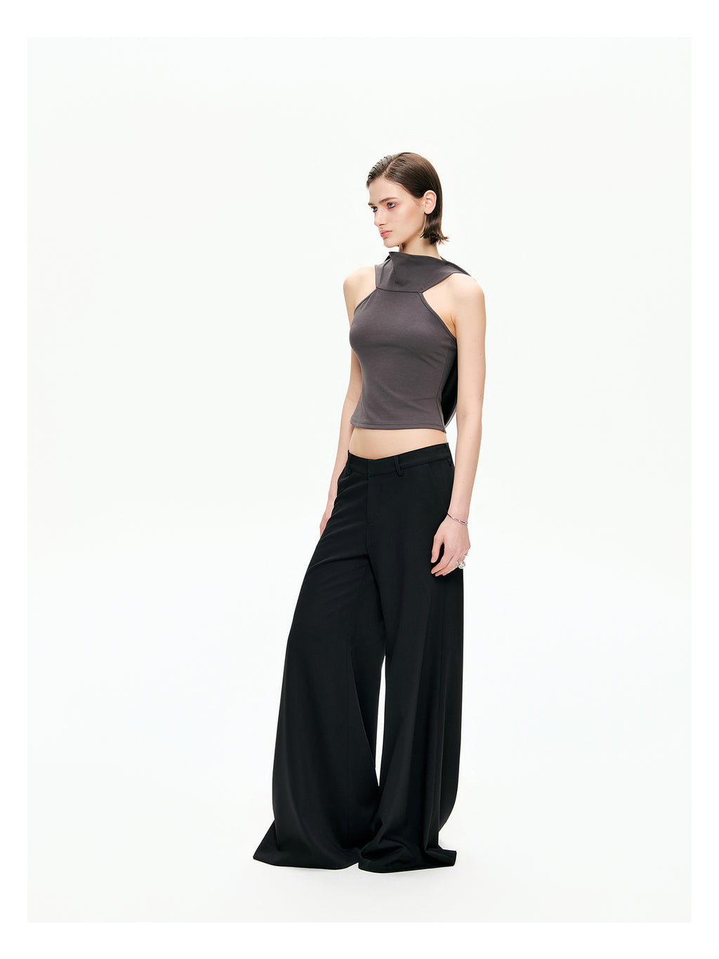 Draped Open-Back Jersey Top