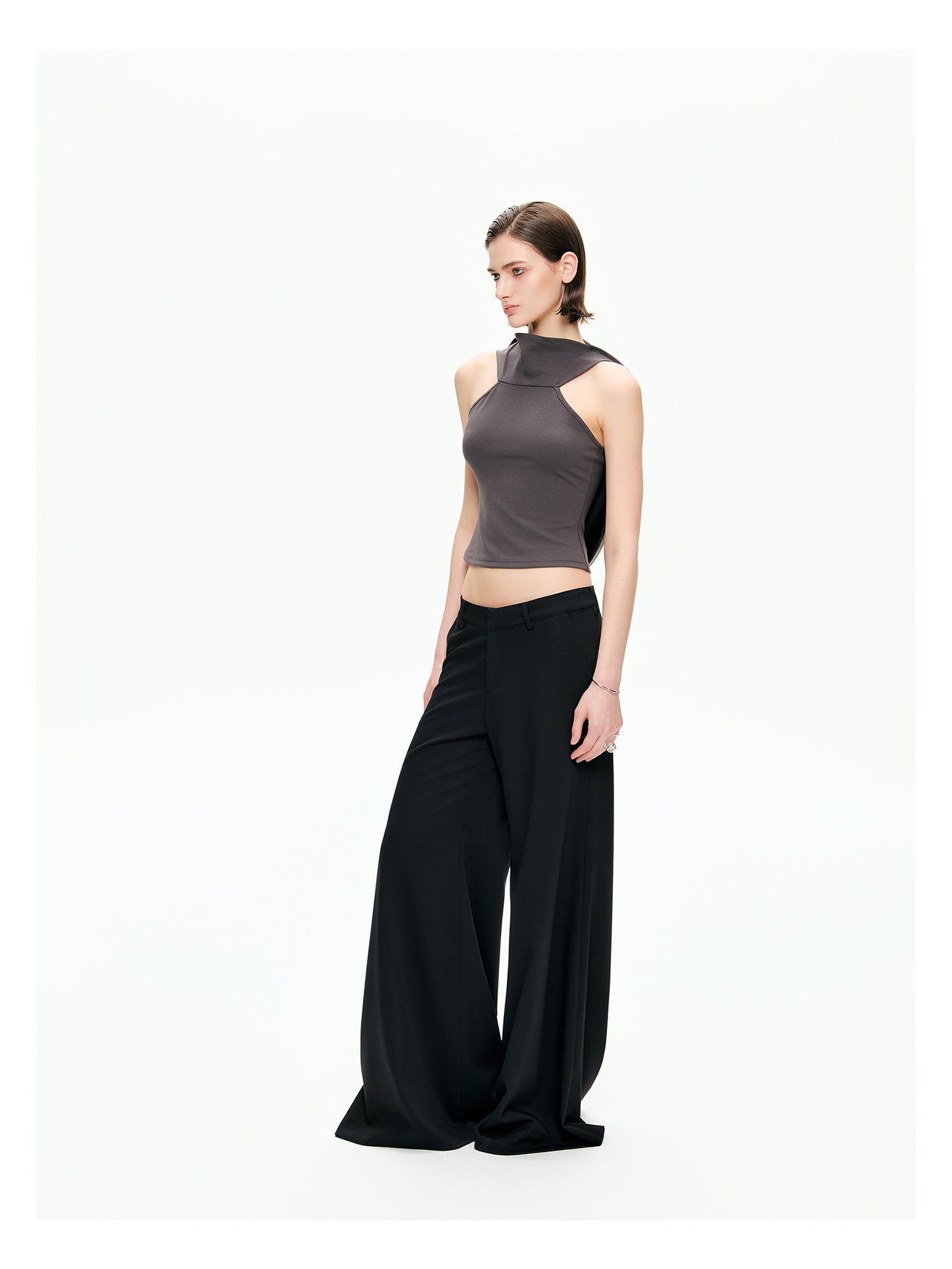 Draped Open-Back Jersey Top