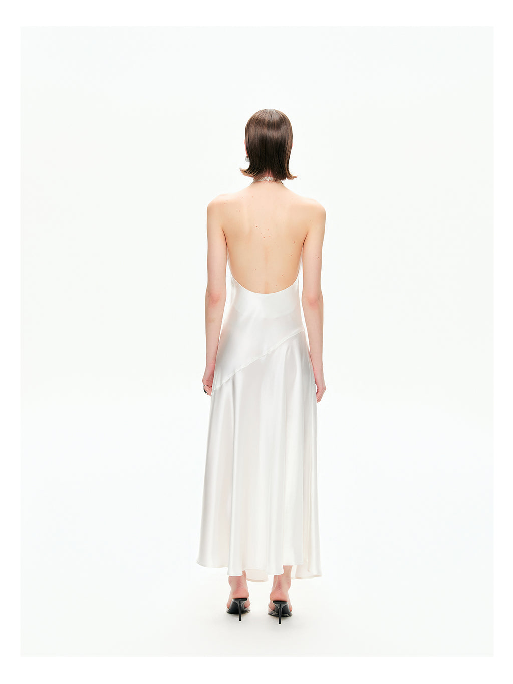 Bias-Cut Satin Halter Maxi Dress