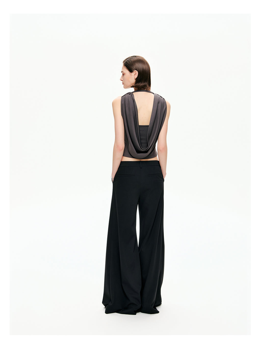 Draped Open-Back Jersey Top