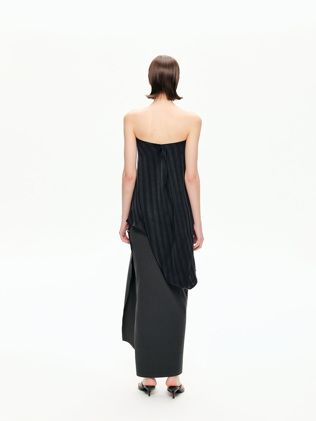 Tonal Stripe Convertible Draped Halter Top