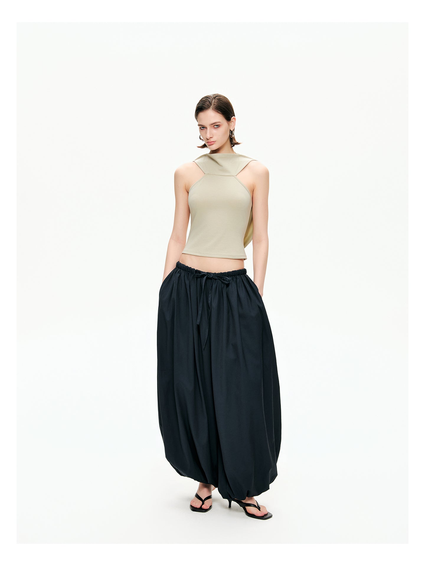 Sculptural Gathered Cocoon Pants