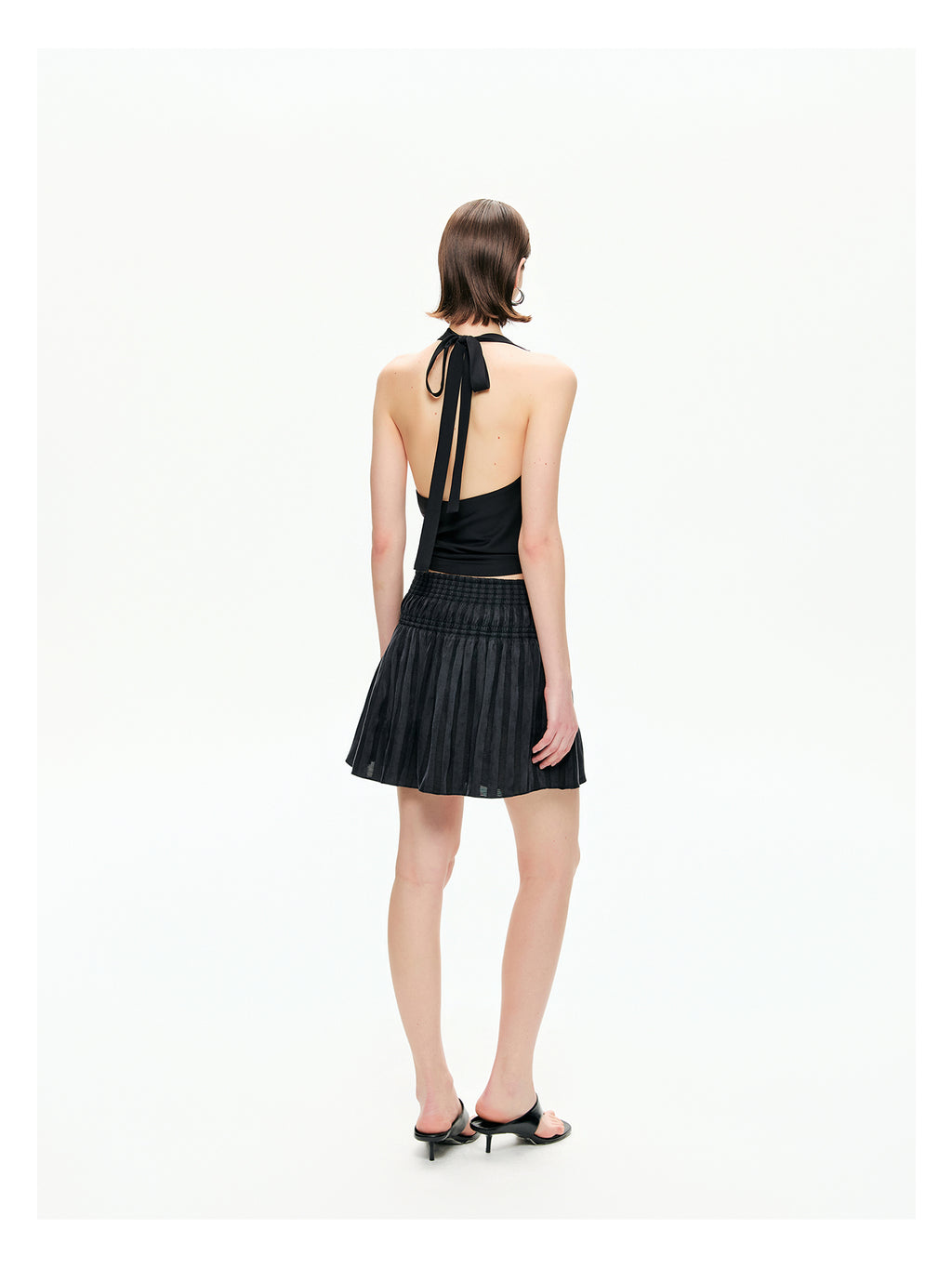 Sheer Stripe Flounce Mini Skirt