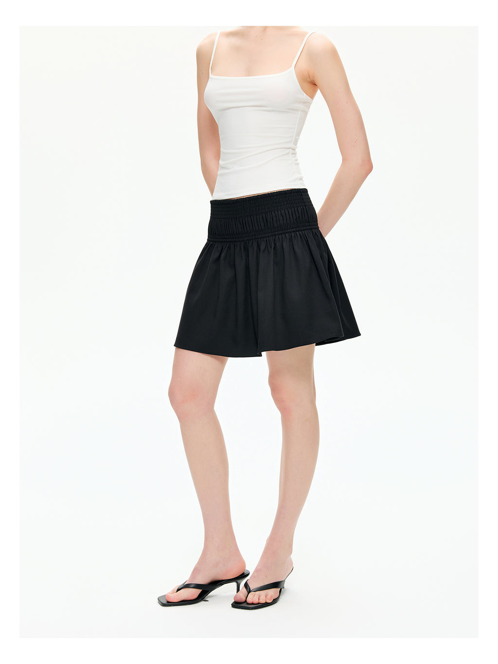 Smocked Waist A-Line Mini Skirt