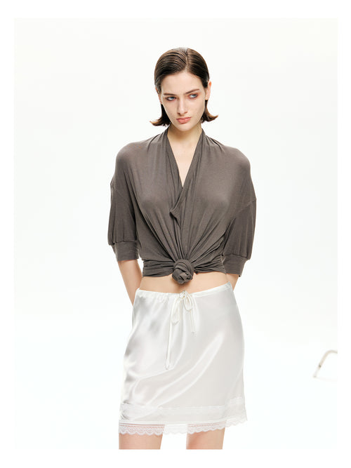 Cowl Neck Draped Knit Top
